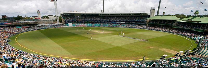 cricket match at a stadium